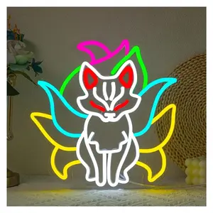 Nine Tail Fox Neon Sign Animal Light Dimmable USB For Bedroom Kids Room Game Room Party Wall Hanging Decor 33.8cmx33.8cm