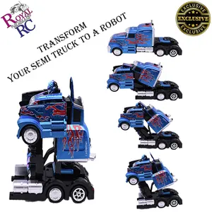 Royal RC Toys, Robot Transformer Truck, Dual remote control, Hand gesture Remote, Sensor Transformation, Smoking Simulation, Cool LED Lights, Best Gift