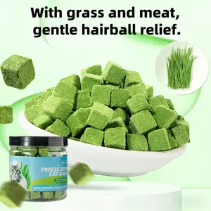 Freeze-Dried Cat Grass Treats with Chicken Breast Formula for Natural Hairball Control & Gut Health Support 2.47 oz Premium Gourmet Blend