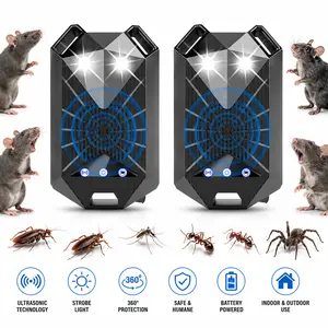 2PCS Ultrasonic Car Rodent Repeller – Keep Rats & Mice Out of Engine Bay, Flashing LED Strobe Light Mouse Deterrent for Cars, Trucks, RVs, Garage & Warehouse Protection
