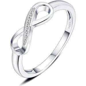 Jewelry Bud 925 Sterling Silver Infinity Ring for Women Girls Forever Love Cubic Zirconia Anniversary Promise Ring Size 5-10