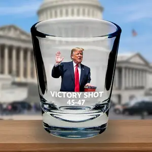 Trump Victory Shot 45-47 - Clear Glass with Trump Image and "VICTORY SHOT 45-47" Text Classic Drinkware