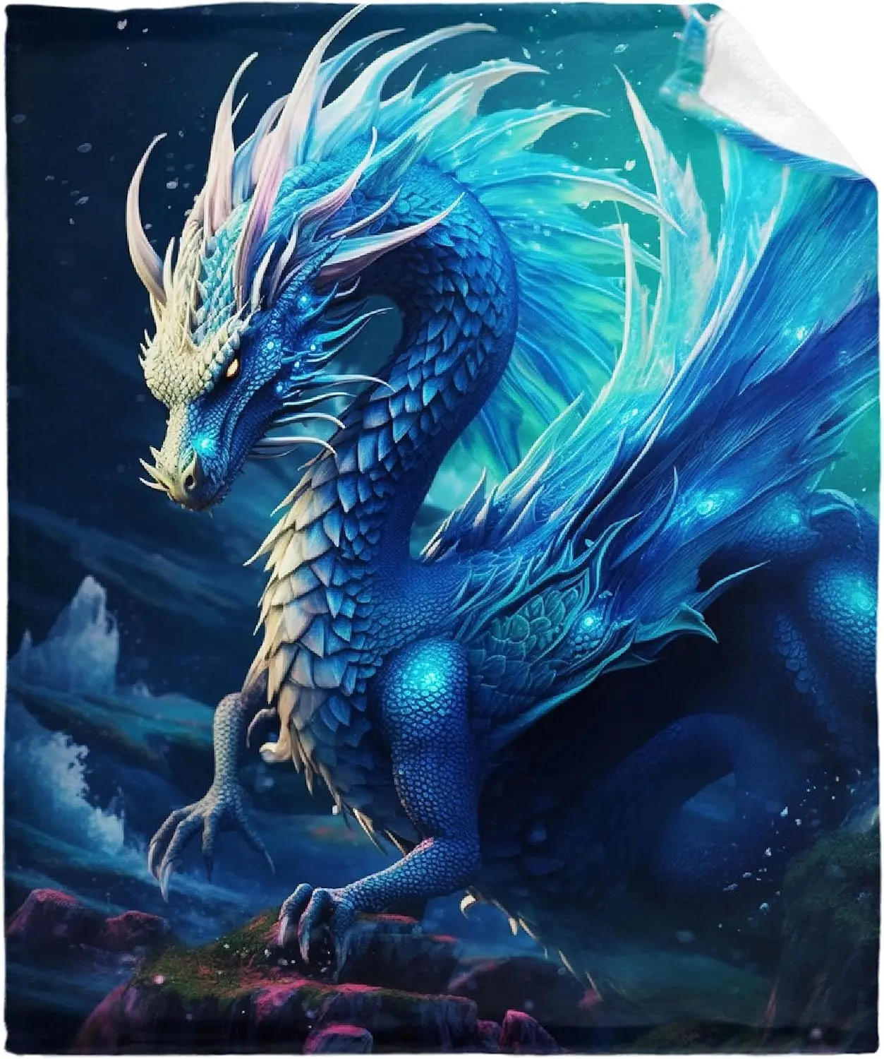 Dragon Blanket Blue Dragon Throw Blanket Dragon Blanket Gift for Boys Man Girls Woman Cozy Blue Dragon Blanket Soft Flannel Dragon Blanket for Sofa Bed Couch Living Room for Kids/Children