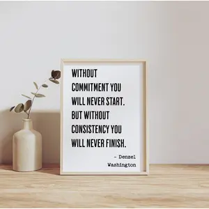 Inspirational Denzel Washington Quote Wall Art, Motivational Quote Poster, Typography Print, Without Consistency, Vintage Printed Art