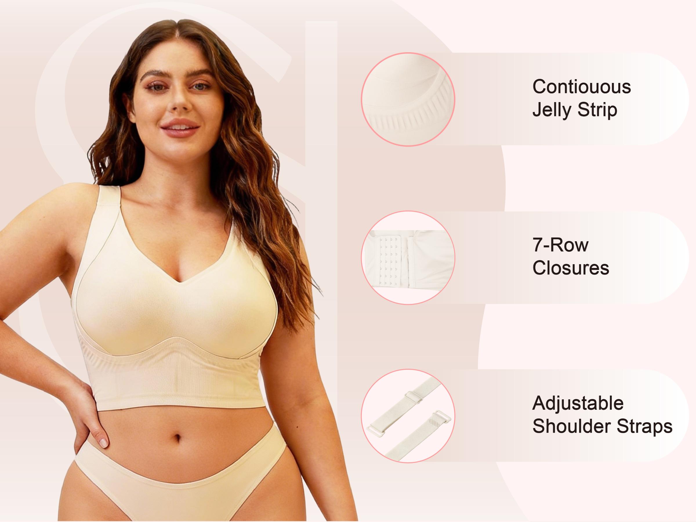 Soft Intention Plus Size Back Fat Smoothing Jelly Bra,  Everyday, Seamless, Push Up