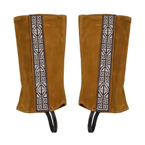 Greca Light Brown Mexican Charras Polainas Half Chaps