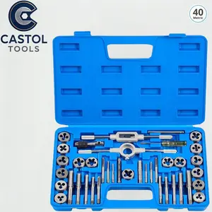 40-Piece Metric Tap and Die Set, Standard and Metric Thread Tools, Inner and Outer Thread Kit, Precision Machining Essentials