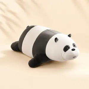 MINISO Cute Lying Bear Plush Pillow, Soft Huggable Stuffed Animal Doll, Cozy Bedtime Companion for Kids Girls Bedroom Sofa Decor Gift