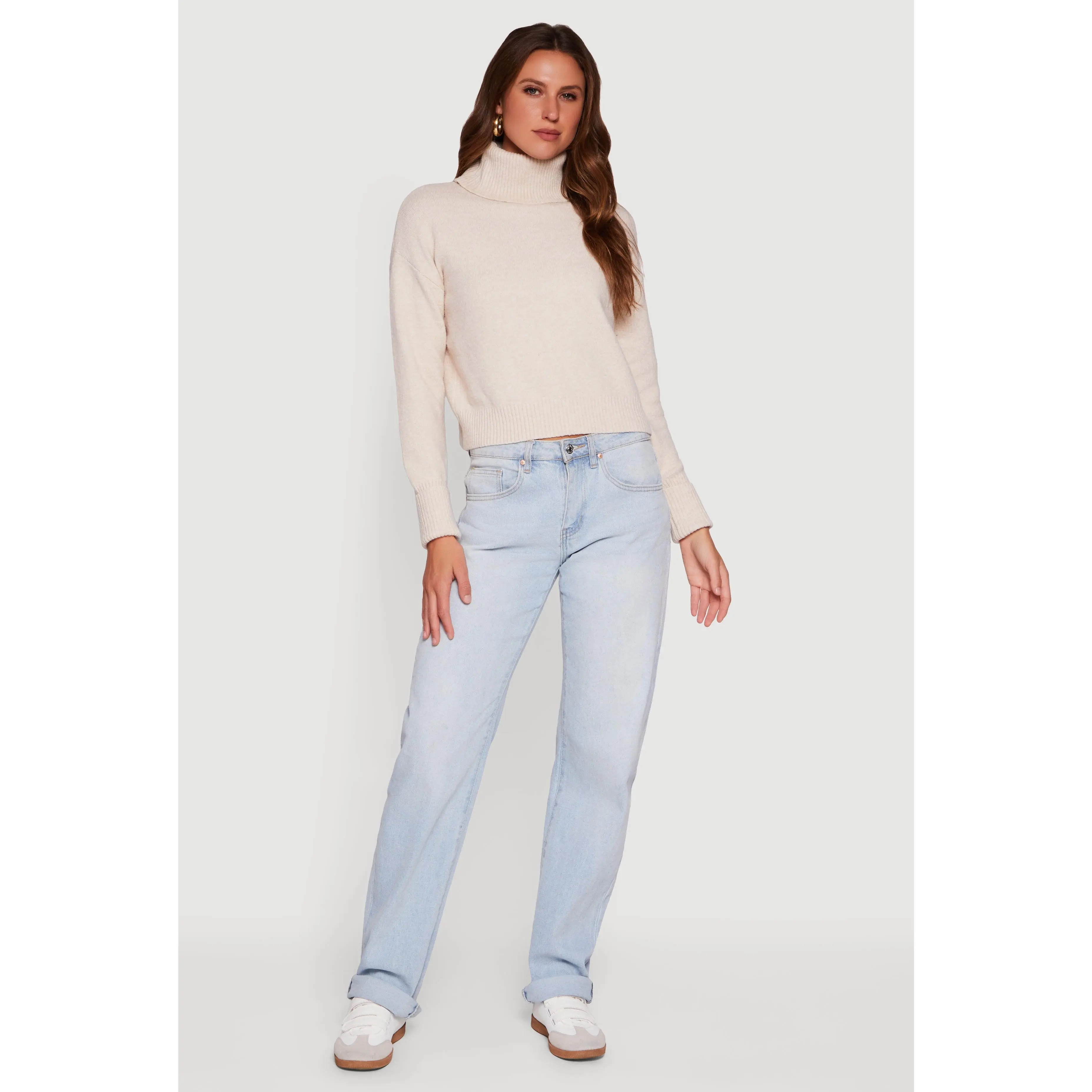 Almost Famous Brushed Knit Cropped Turtleneck Sweater