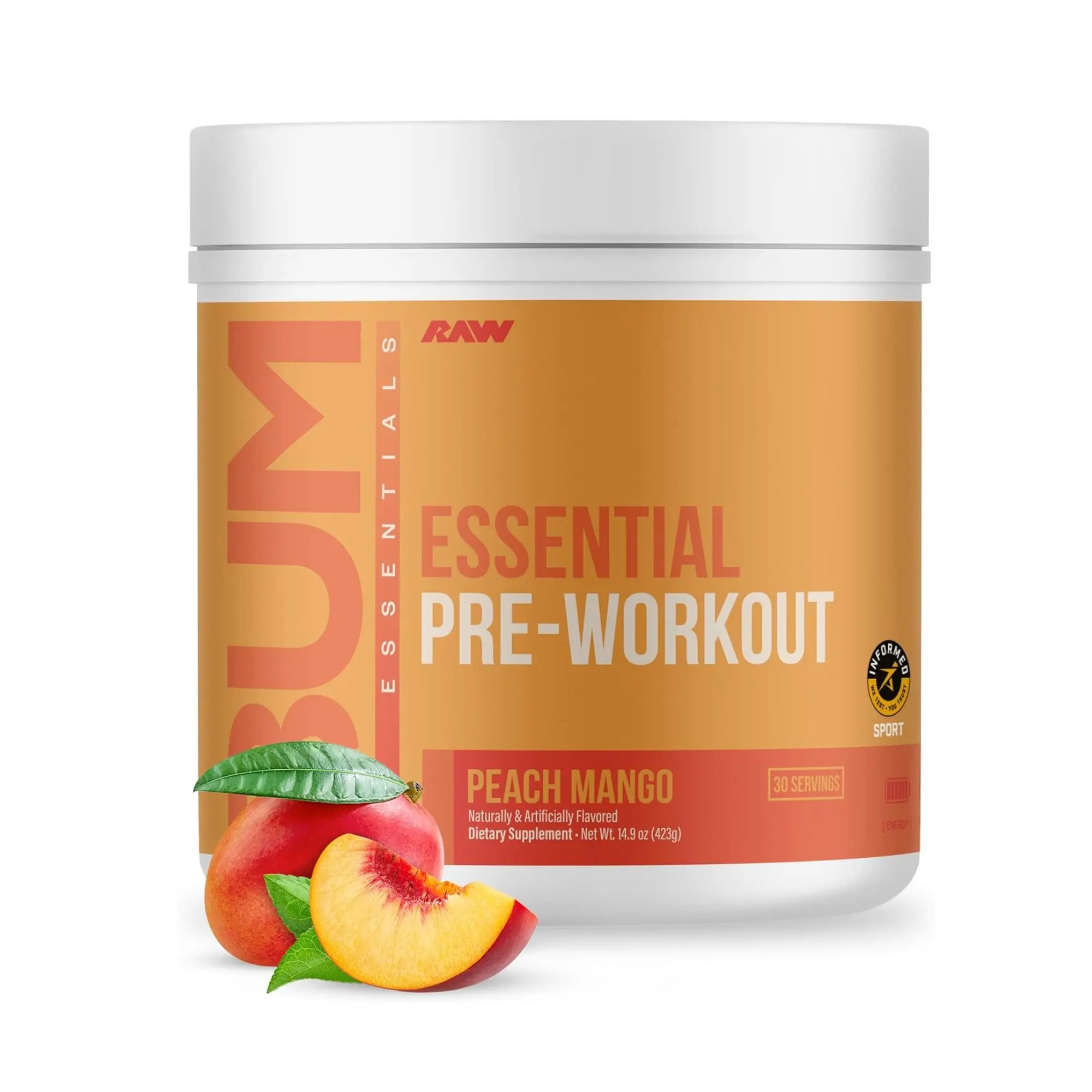 CBUM Essential Pre-Workout by RAW Nutrition – Flavored – 4g L-Citrulline, 3.2g Beta Alanine & 200mg Caffeine – Energy, Focus & Pump Support – 30 Servings – Men & Women