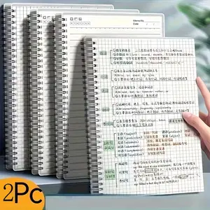 2pc A5 Grid Notebooks - 160 Pages / 80 Sheets, Spiral Bound, Made of High-Quality Thick Paper,Suitable for Office Work, Notes, and Planning | Integrates Meeting Agendas, Sketches, and Drafts, a Multi-functional Tool to Meet Professional and Academic Needs