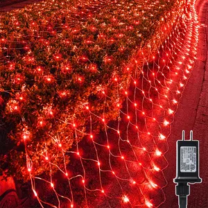 Waterproof Valentine's Net Lights, 360 LED 12ft x 5ft Connectable Mesh Fairy String Lights, 8 Lighting Modes, Low Voltage Adaptor for Christmas, Wedding, Outdoor Holiday Decorations, Red, Water Proof