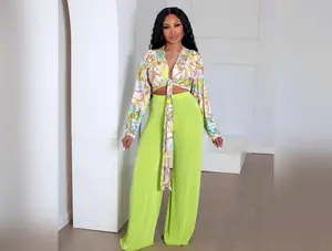 SLINKY GREEN WIDE LEG FLARE PANTS