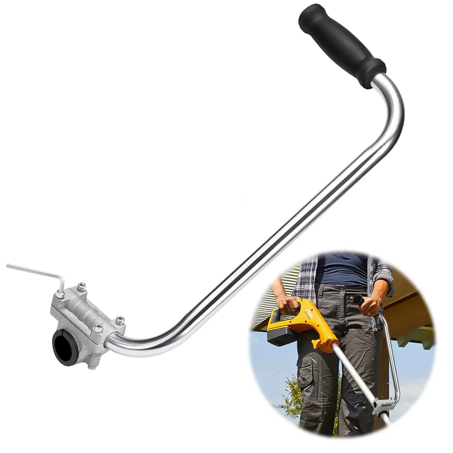 Ergonomic Trimmer Handle String Trimmers Grip with Shoulder Strap Harness Weed Eater Handle Extension with Bracket Clamp Lawn Trimmer Handle Grip for