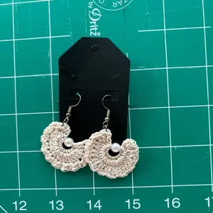 Doily Earrings made out of Cotton Thread - Handcrafted Design with Pearl Accent