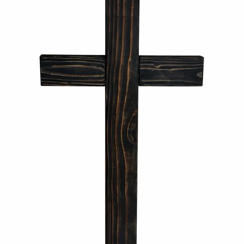 Handmade 2ft Wooden Cross - Dark Wood Finish, Simple Design, Ideal for Home Decor Religious Ornaments