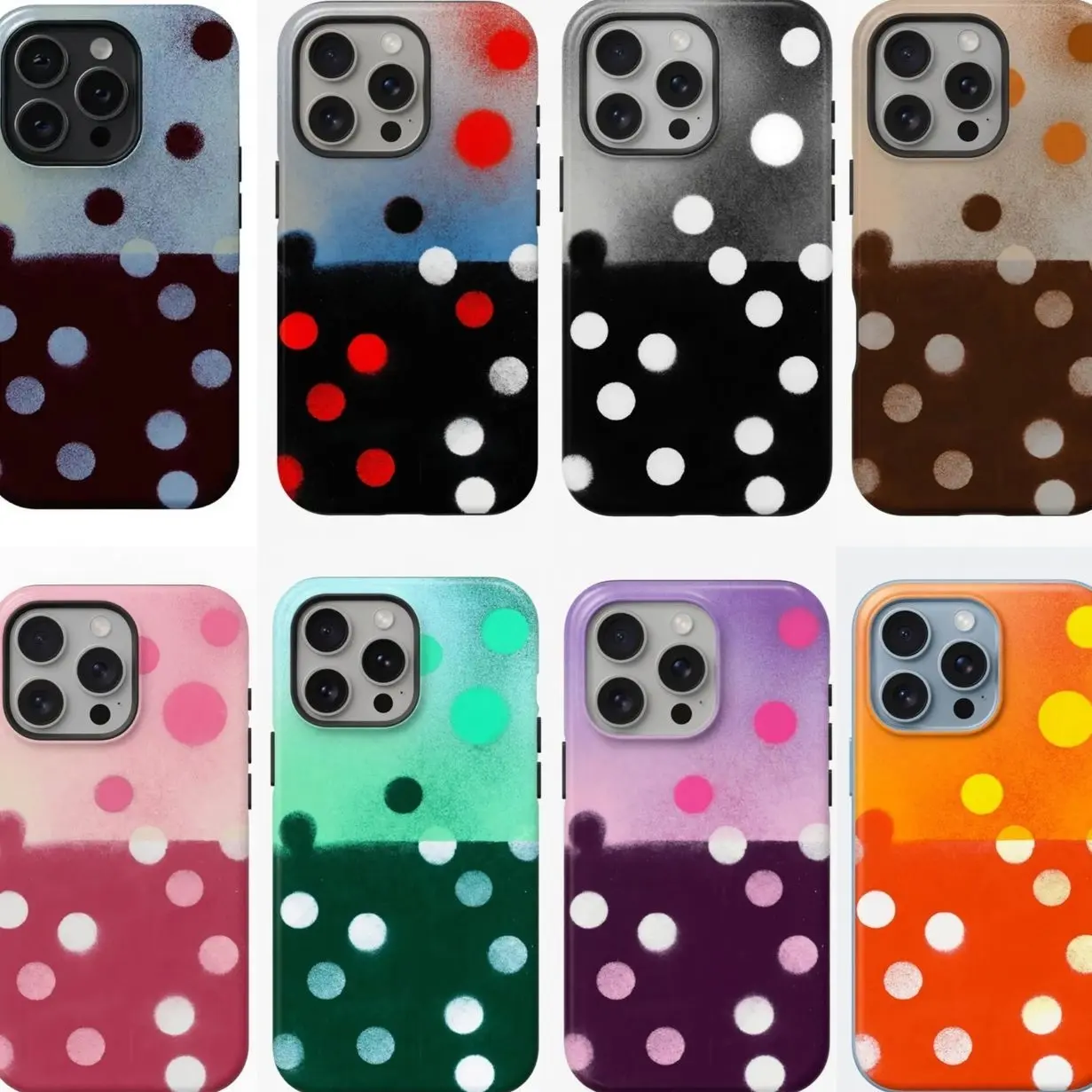 Dark Brown two-tone Polka Dot iPhone case, Compatible with iPhone X, 11, 12, 13, 14, 15, 16, 17 & more