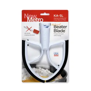 KA-5L (Medium) Plastic BeaterBlade Flex Edge Scraper for KitchenAid 5QT Bowl-Lift Mixers – 8.5-Inch Bowl Diameter – Not for Glass Bowls – USA - New Metro Design