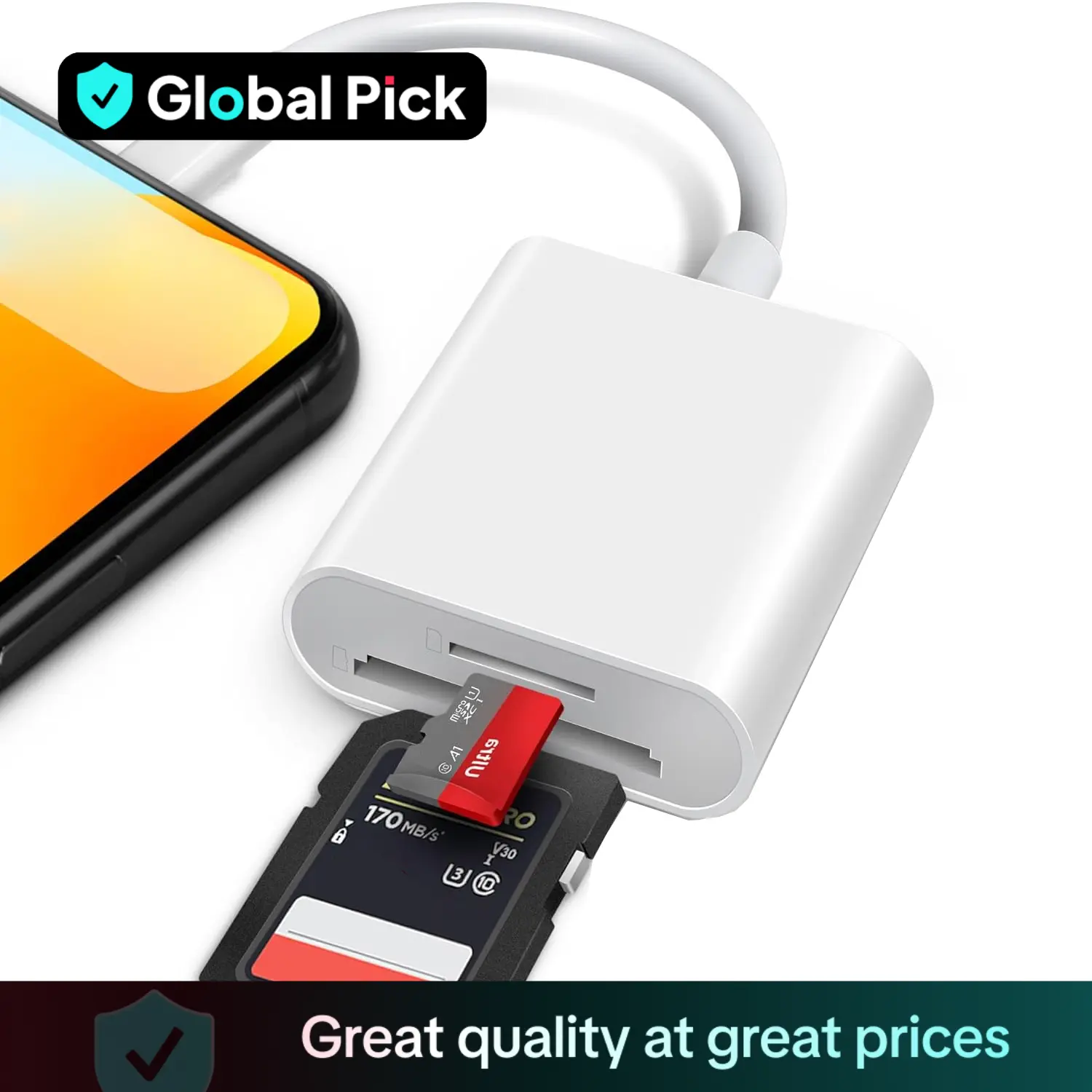 Memory Card Reader Portable HUB for Lightning, SD Card Reader for Lightning, TF & SD Card Adapter, High Speed USB Micro SD Card Reader for iPhone iPad