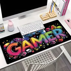 GAMER E-sports Theme Gaming Desk Mat, E-sports Theme Desktop Decoration Protection Pad, Rubber Non-Slip Lock Edge Multi-Sized Pad, Gaming Mouse Pads, Suitable For Laptop Desktop Gaming Work Home, Ideal E-sports Theme Gift For Family And Friends