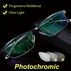 1pc Men's Smart Photochromic Progressive Multifocal Glasses - Unisex TR90 Computer Auto Zoom Glasses - For Men & Women - Ideal for Computer Use, Driving & Reading - Perfect Gift for Seniors & Professionals