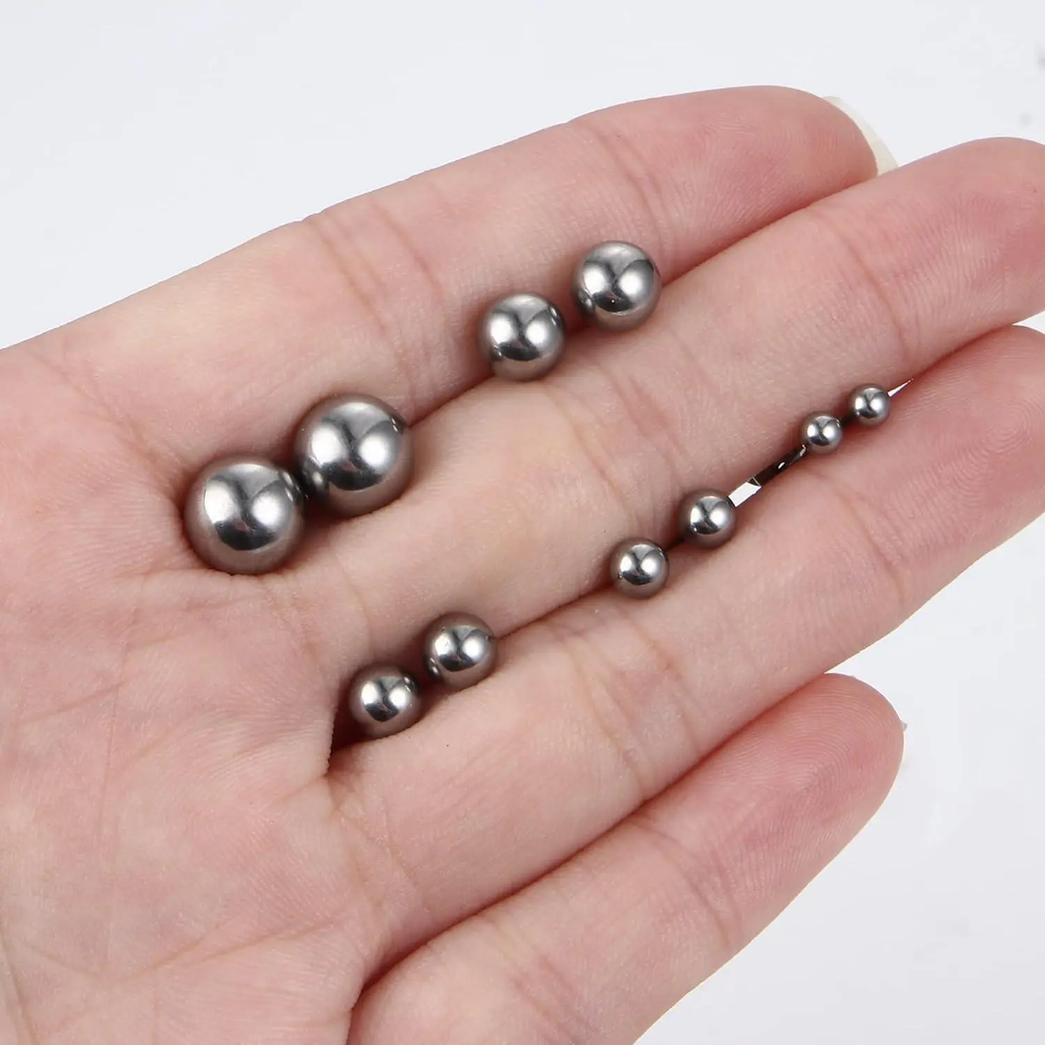 FINREZIO 5-Pair G23 Titanium 20G Cartilage Stud Earring Pack, Hypoallergenic Round Ball Tragus Earrings Jewelry for Sensitive Ears Daily Wear