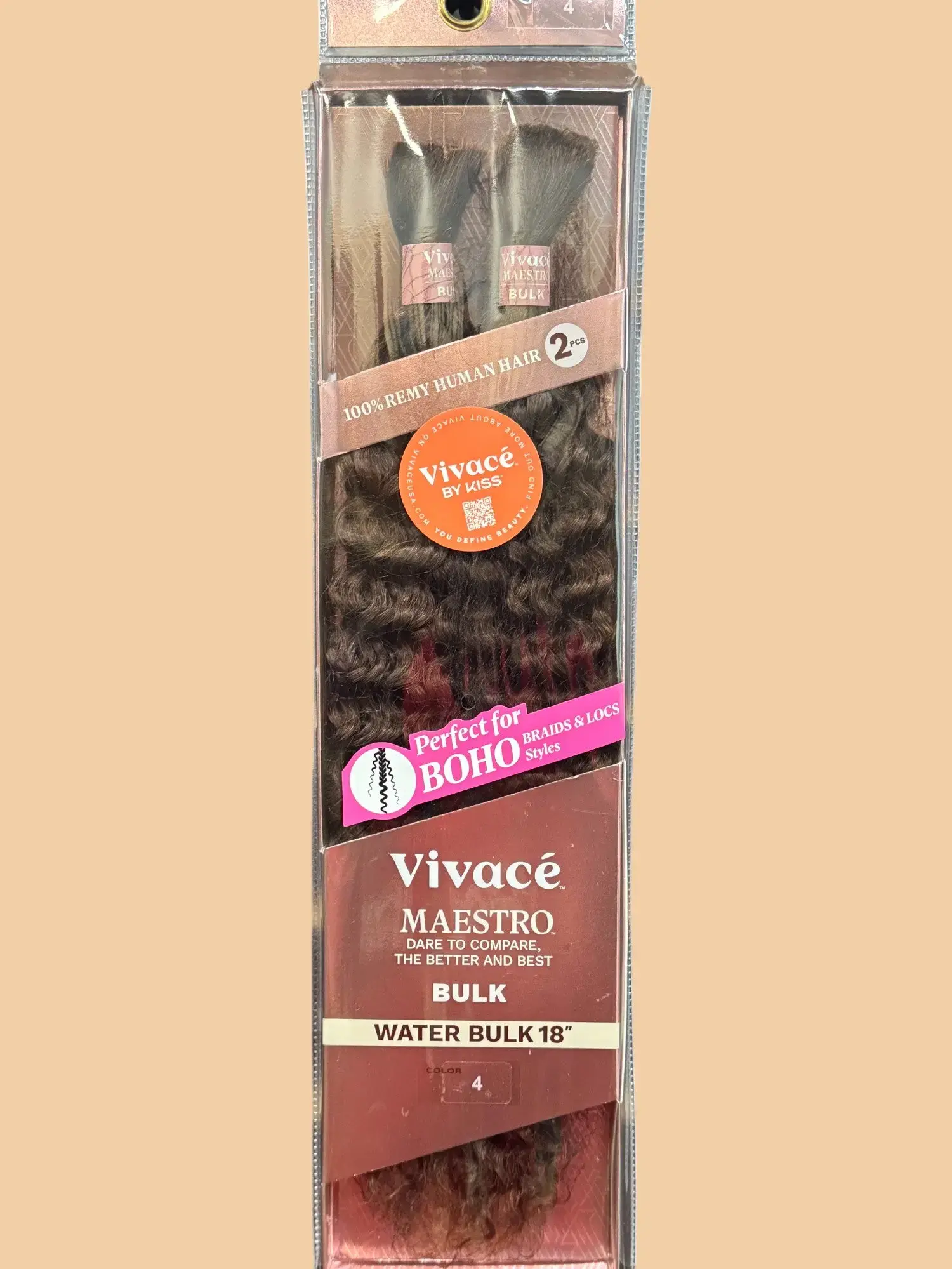 Vivace-Maestro Bulk 18" Water Bulk 4pcs Synthetic Hair for Braids & Locs - Soft Tangle-Free & Lightweight for Boho Styles