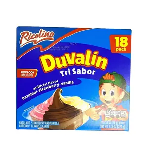 Ricolino Duvalin Tri Sabor Hazelnut, Strawberry, Vanilla Soft Candy 18-Pack - Soft and Frosting-Like Snack Made with Sugar - Made in Mexico