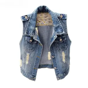S–6XL Vintage Denim Women’s Spring/Summer Slim Fit Sleeveless Cowboy-Style Fitted Vest Jacket, Casual Top