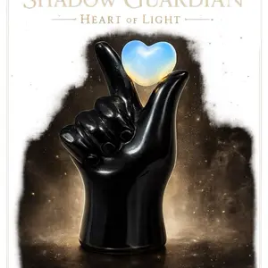Shadow Guardian Heart of Light Black Obsidian Protection Hand with Luminous Opalite Heart for Altar Decor & Healing Journey crystal