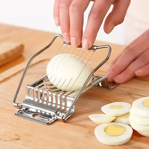 Stainless Steel Egg Slicer, 1 Count Manual Portable Egg Cutter, Kitchen Gadget for Home Camping, Kitchen Utensils