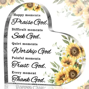 Heart Shaped Christian Acrylic Plaque, Inspirational Gift for Women, Religious Decor for Home, Prayer Room, Or Office, Wall Decor Plaque, Signs
