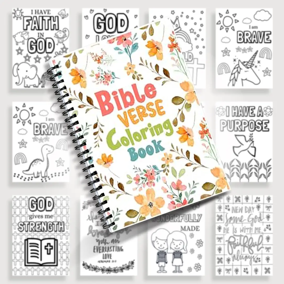 1 Piece 5.5x8.3" Spiral Bible Coloring Book - All-Gender Suitable, Features Encouraging Verses & Gorgeous Floral Art, Must-Have for Adults To Relax & Recharge During Leisure