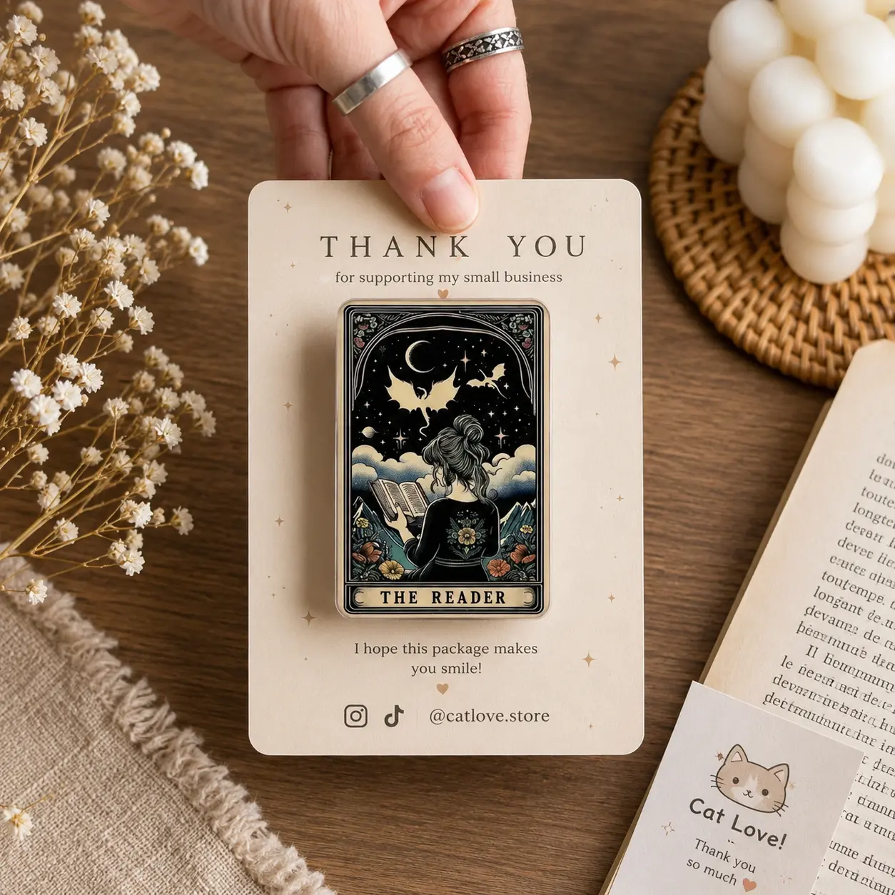 The Midnight Library Magnetic Phone Grip Vintage Gothic Reader Collection Acrylic Aesthetic