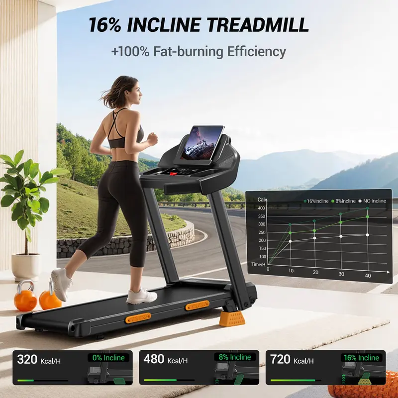 UMAY treadmill 16 percent incline workout
