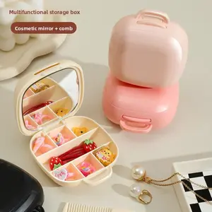 Portable earring storage jewelry box, portable and compact hand jewelry storage box, student necklace box