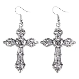 Dangle Drop Earring European American Baroque Cross Ear Hooks Religious Gift