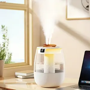 Large Capacity USB Humidifier, Portable Mini Humidifier with Digital Display, Dual Spray Humidifier for Home Bedroom Desktop Office, USB Powered Humidifier