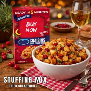 Cranberry Stuffing Mix – Savory & Sweet Side Dish, Quick Ready Meal, 6 oz Box