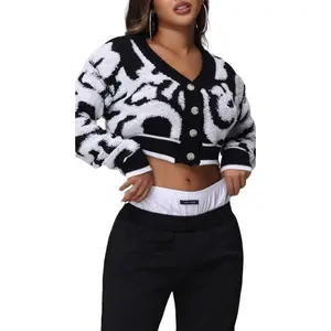 Peppa Baddie Cardigan - Knitwear, Long Sleeve, Casual Style, Black & White Design, Comfortable Fit