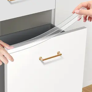 17.5" Soft Cabinet Door Protector, Transparent Trimable PVC Edge Guard, Snugly Fit Slip  Bumper for Kitchen Cabinets, Prevents Wear, Chipping & Discoloration, 3/4" Thick, 4 Packs