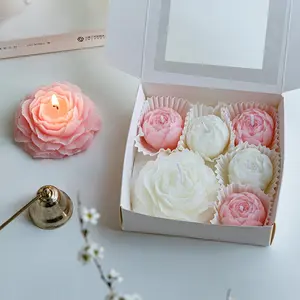 Flower Scented Candle Set, 6 Counts/box Romantic Artificial Rose Flower Candle, Decorative Candle for Home Party Wedding, Gift for Friend & Family, Ornaments, Halloween, Decoration