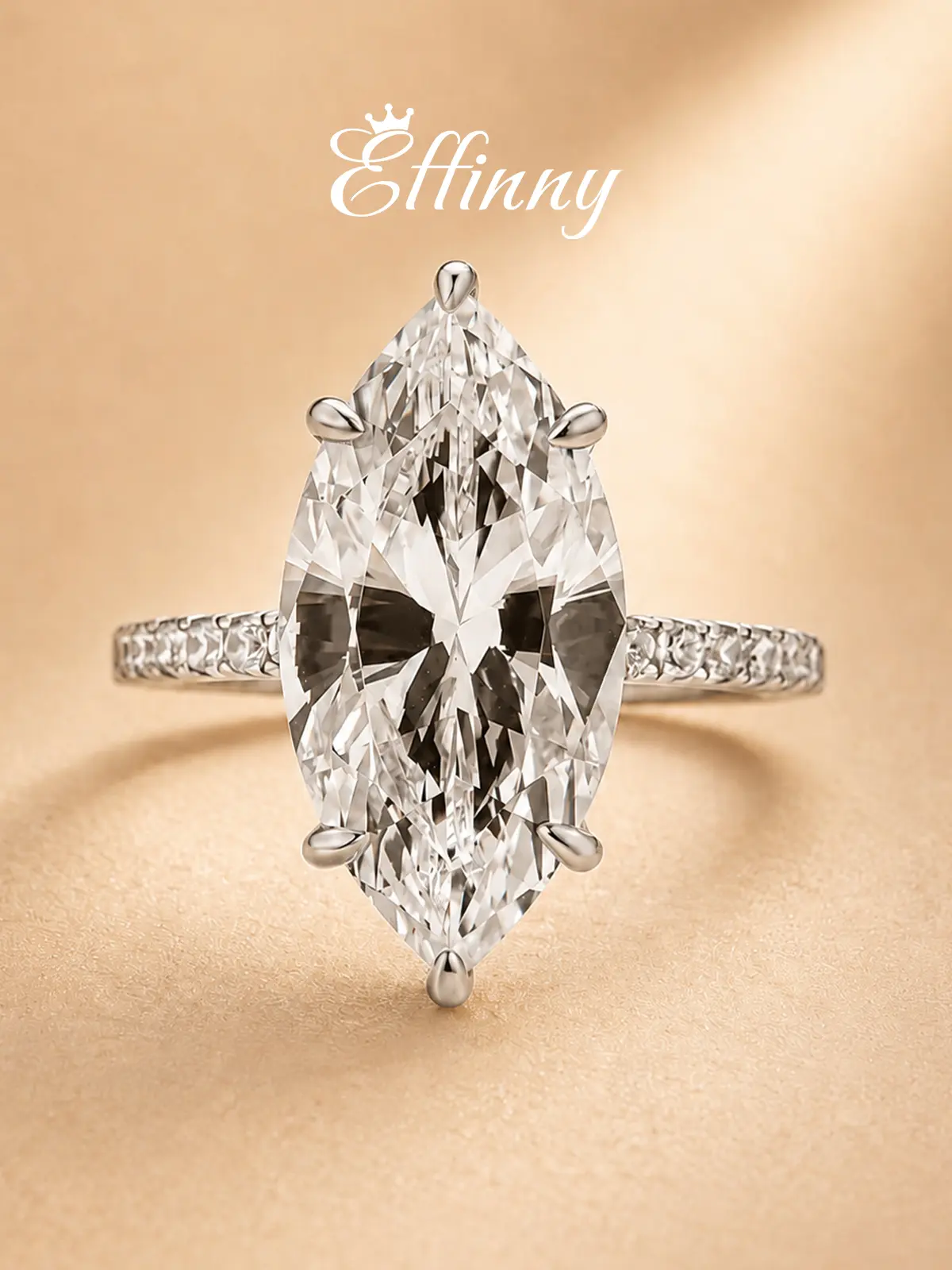 EffInny 925 Sterling Silver 5.5ct Marquise Cut 14K Gold Plated Engagement Ring, Affordable Jewelry Promise Bridal Statement,  Lab Grown 5A Cubic Zirconia Anniversary Ring for Party,Travel, Daily
