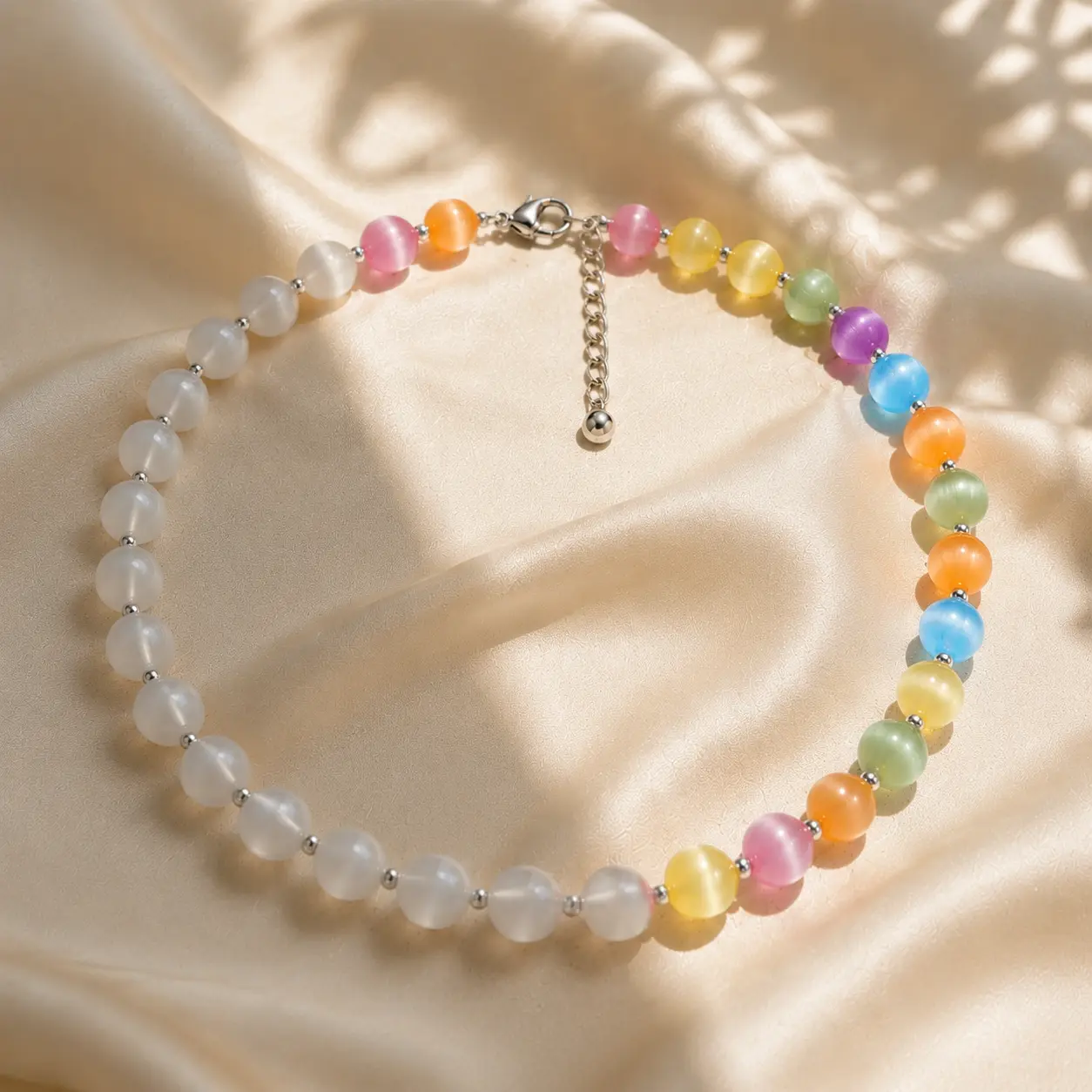 Reactive Rainbow Choker – Stackable Summer Jewelry, Color Changing Dopamine Necklace