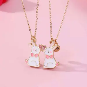 Alloy necklace magnetic rabbit necklace good friend necklace ladies daily wear Easter gift