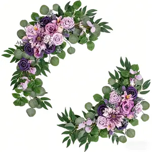 Forest Style Artificial Flower Arch Set, Outdoor Afternoon Tea Scene Decoration, Fake Flowers for Event Decorations