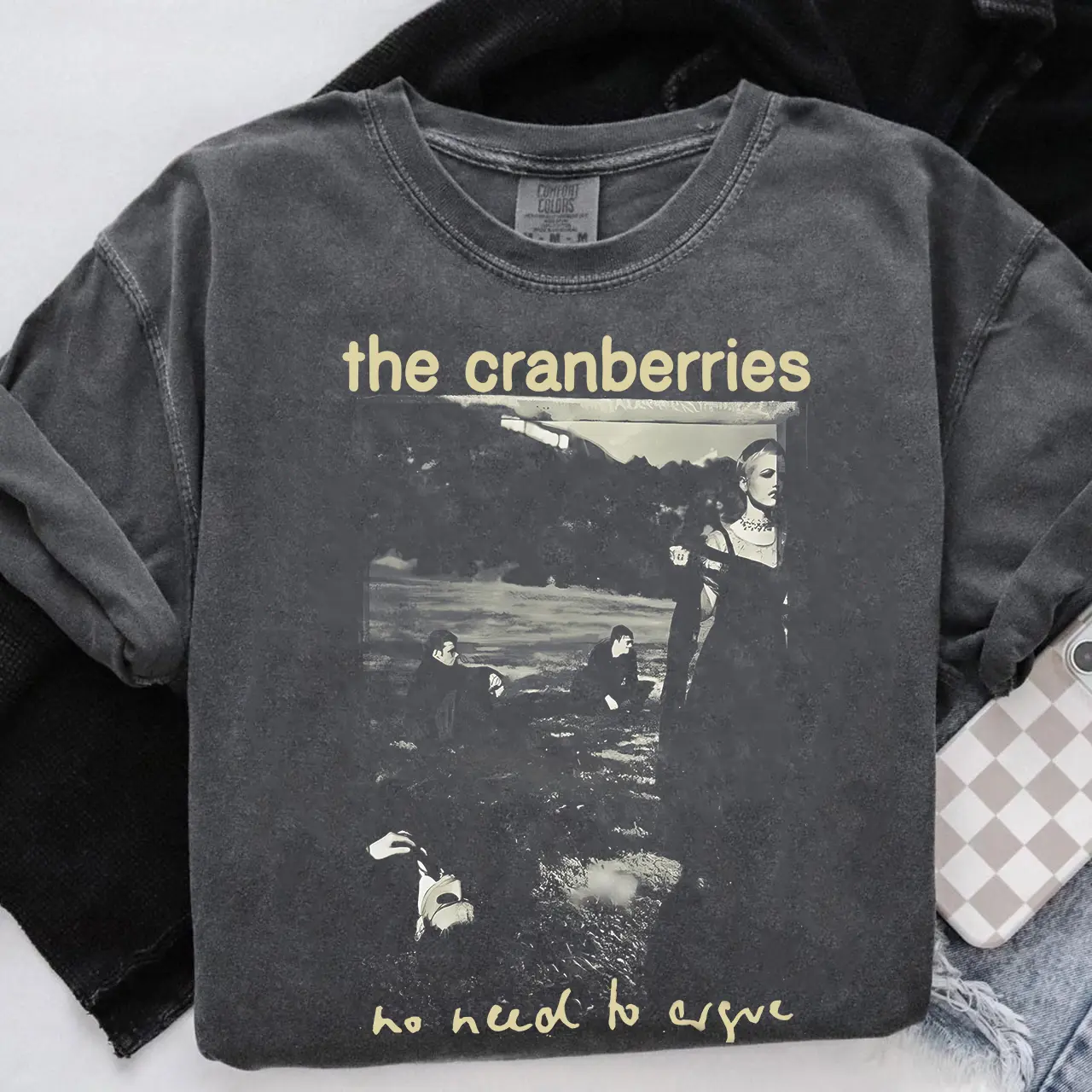 Comfort Colors, The Cranberries 1995 Tour Vintage Cotton Unisex Charcoal Unisex T-shirt