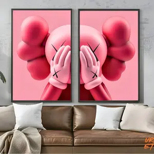 Pink Kaws Companion Collage Set - Pink KAWS, Graffiti Poster, Hypebeast Toys Decor Print Border Frames Artistic Wall