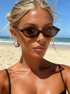 Women's Leopard Pattern Sunglasses, Trendy Casual Oval Frame for Everyday Use, Fashion Accessories for Outdoor Activities, Classic Oval Sunglasses