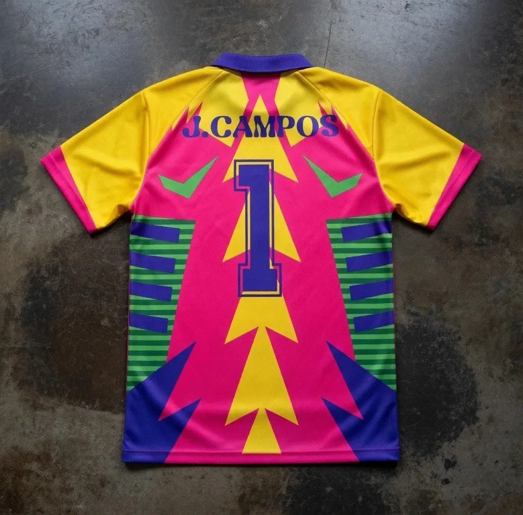 Mexico Jorge Campos #1 Retro Goalkeeper Soccer Jersey, 90s Pink Yellow Green Football Shirt, Vintage National Team Fan Sportswear